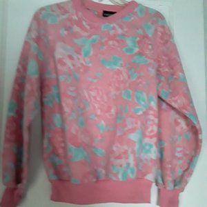 Krackerjacks Designer Vintage Sweater Pink Roses Long sleeves Size Med